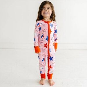 Little Sleepies Pink Stars & Stripes Bamboo Viscose Zippy